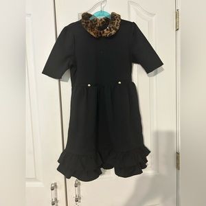 Janie and Jack girls black dress with faux fur***